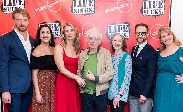 The cast of Life Sucks. celebrates opening night.