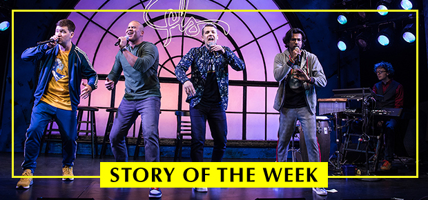Chris Sullivan, Christopher Jackson, Anthony Veneziale, Utkarsh Ambudkar, and Arthur Lewis starred in the off-Broadway run of Freestyle Love Supreme, directed by Thomas Kail, at Greenwich House Theater.