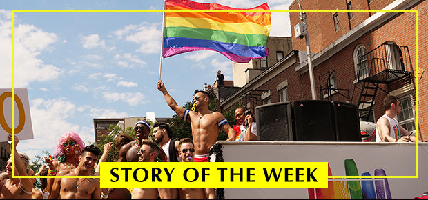 Revelers march in the 2018 Pride parade in New York City.