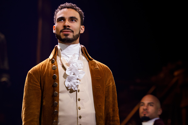 Austin Scott (foreground) and Nicholas Christopher (background) currently star in Hamilton on Broadway.
