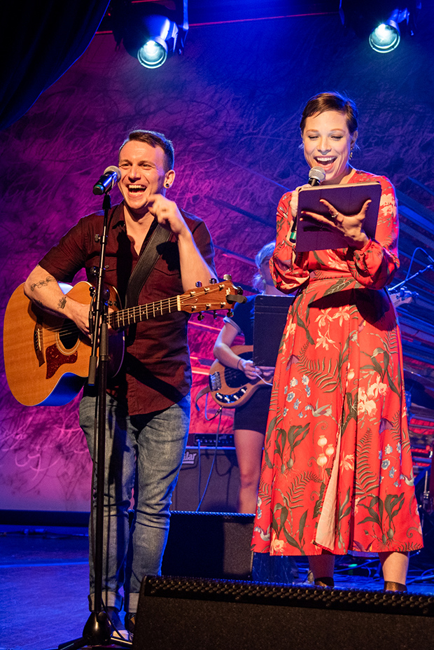 Gerard Canonico and Lauren Marcus performing onstage.