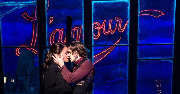 Karen Olivo and Aaron Tveit in Moulin Rouge!