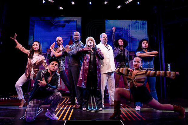 Emily Borromeo, Omar Garibay, Jared Joseph, Alan H. Green, Annie Golden, Brad Oscar, Christina Sajous, Jasmine Forsberg, and Badia Farha star in Broadway Bounty Hunter, directed by Jennifer Werner, at Greenwich House Theater.