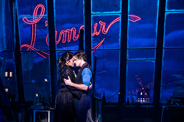 Karen Olivo and Aaron Tveit star in Moulin Rouge!, directed by Alex Timbers, at Broadway&#39;s Al Hirschfeld Theatre.