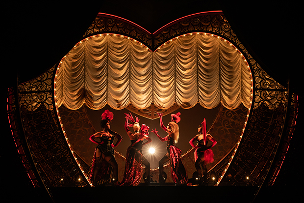 Jacqueline B. Arnoldas, Robyn Hurderas, Holly James, and Jeigh Madjus appear in Moulin Rouge!