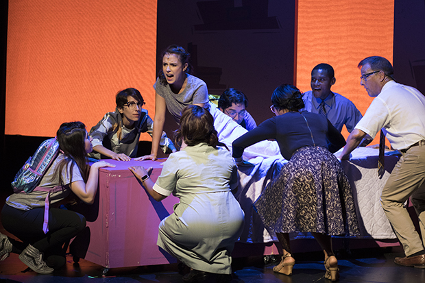 Esmeralda Nazario (center) plays Isabella in Flying Lessons, directed by Donald Rupe, for the New York Musical Festival. 