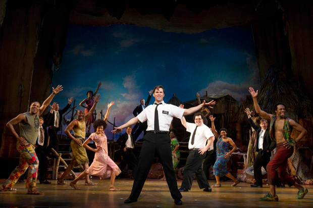 Nikki M. James, Andrew Rannells, Josh Gad, and the rest of the original Broadway cast of The Book of Mormon.
