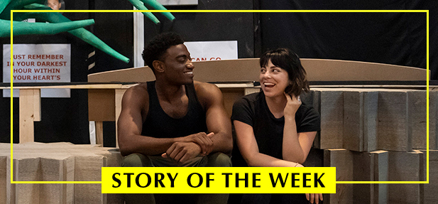 Jelani Alladin and Krysta Rodriguez in rehearsal for Hercules.