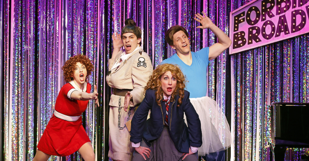 A scene from Forbidden Broadway Comes Out Swinging in 2014.