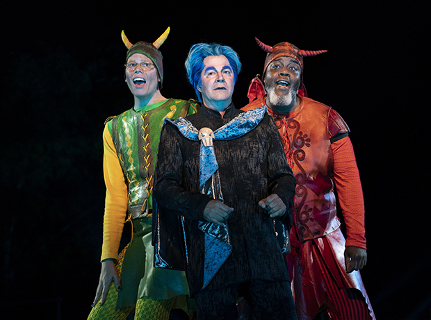 Jeff Hiller as Panic, Roger Bart as Hades, and Nelson Chimilio as Pain.