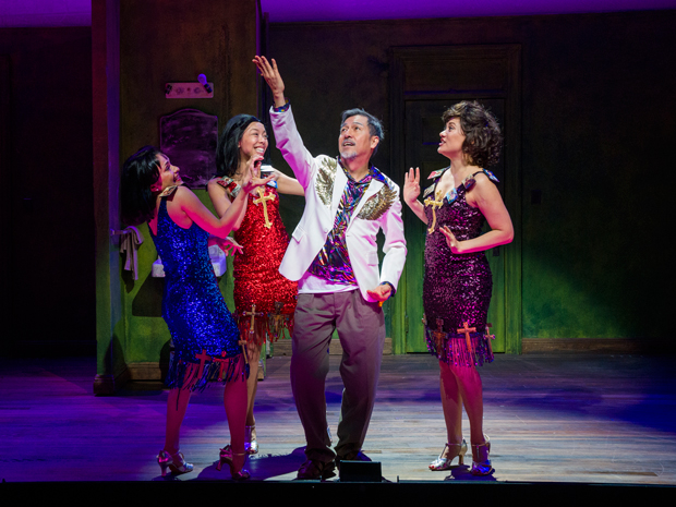 Alan Ariano (second from right), along with Francisca Muñoz, Caitlin Cisco, and Diane Phelan, reminisce about better times in Felix Starro.