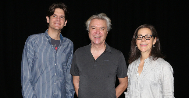 David Byrne (center) with production consultant Alex Timbers and choreographer/stager Annie-B Parson.