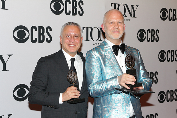 David Stone and Ryan Murphy pose with their Tony Awards from The Boys in the Band.