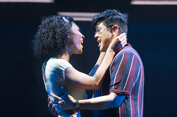 Mj Rodriguez and George Salazar as Audrey and Seymour.