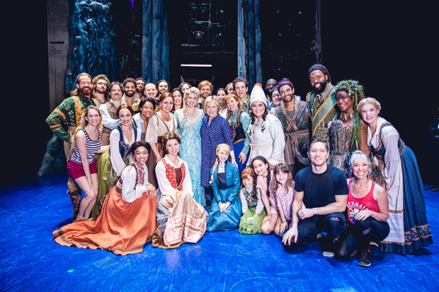 Hillary Clinton with the cast of Frozen on Broadway.