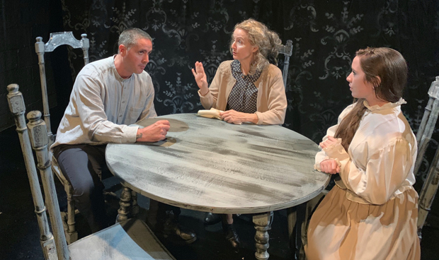 Matt de Rogatis, Ginger Grace, and Alexandra Rose star in The Glass Menagerie at the Wild Project.