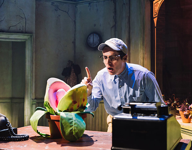 Jonathan Groff stars in the off-Broadway revival of Alan Menken and Howard Ashman&#39;s Little Shop of Horrors, directed by Michael Mayer, at the Westside Theatre.