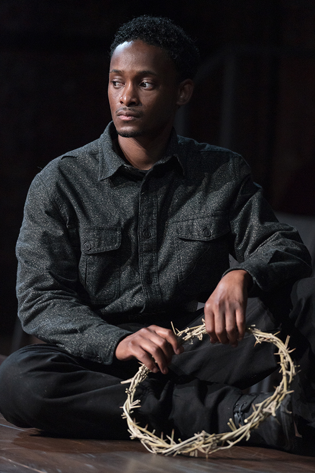Antonio Michael Woodard appears in Macbeth at Classic Stage Company.