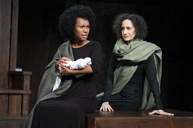 N'Jameh Camara plays Lady Macduff, and Barbara Walsh plays Ross in Macbeth.