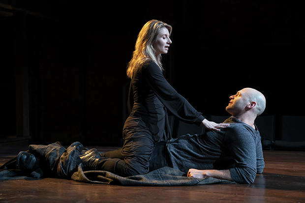 Nadia Bowers plays Lady Macbeth, and Corey Stoll plays Macbeth in John Doyle&#39;s production of Macbeth.