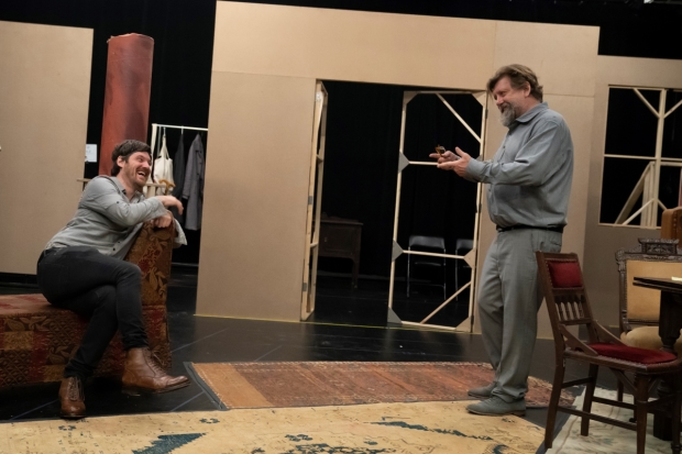 Michael Esper and director Oskar Eustis in rehearsal for A Bright Room Called Day.