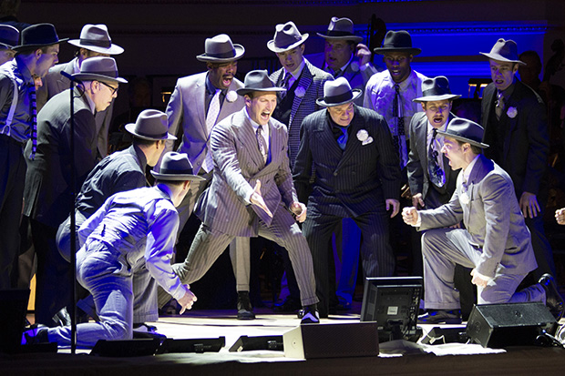 Patrick Wilson (center) played Sky Masterson in a one-night-only concert production at Carnegie Hall in 2014.