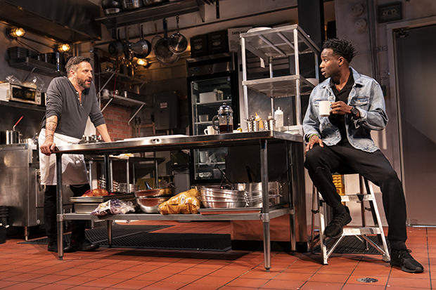 Raúl Esparza and W. Tré Davis appear on Tim Mackabee&#39;s set for the New York debut of Seared.