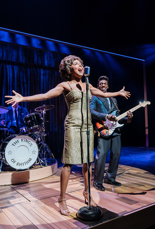 Adrienne Warren and Daniel J. Watts in Tina: The Tina Turner Musical on Broadway.