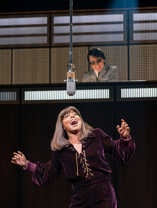 Adrienne Warren and Steven Booth in Tina: The Tina Turner Musical on Broadway.