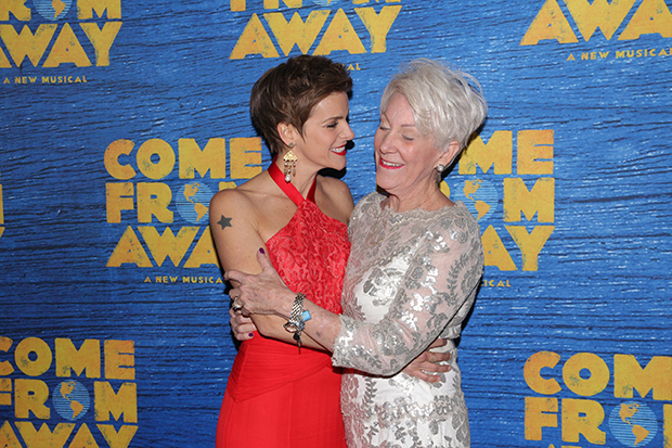 Jenn Colella and Captain Beverley Bass on the opening night of Come From Away.