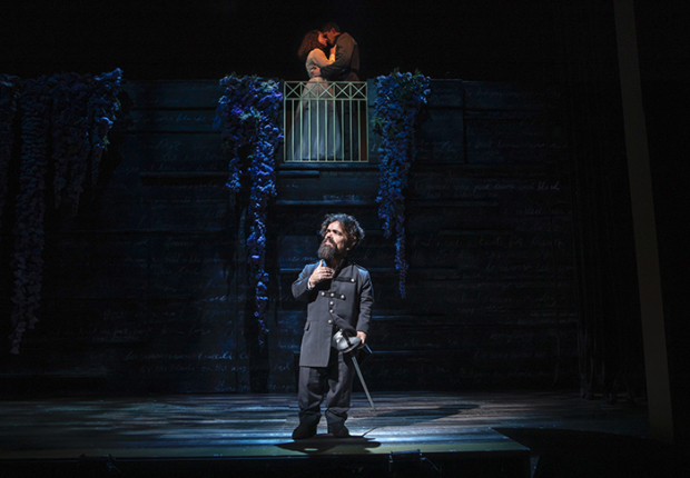Peter Dinklage, Jasmine Cephas Jones and Blake Jenner in Cyrano, adapted and directed by Erica Schmidt.