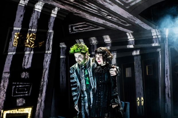 Alex Brightman and Sophia Anne Caruso star in Beetlejuice on Broadway.