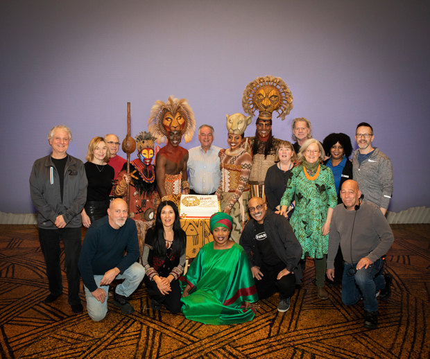 The current cast of The Lion King on Broadway celebrated the musical&#39;s 22nd anniversary with some cake.
