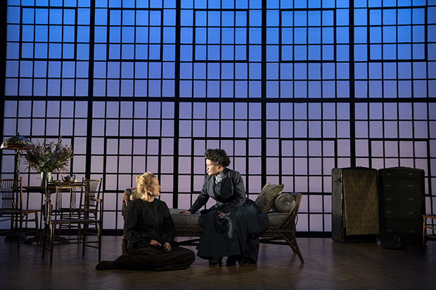 Francesca Faridany and Kate Mulgrew sit on Rachel Hauck&#39;s set for The Half-Life of Marie Curie.