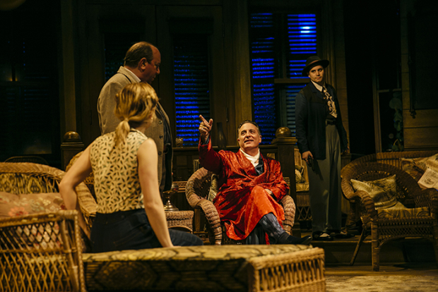 Rose McIver, Louis Mustillo, Andy Garcia, and Stephen Borrello in Key Largo, directed by Doug Hughes, at the Geffen Playhouse.