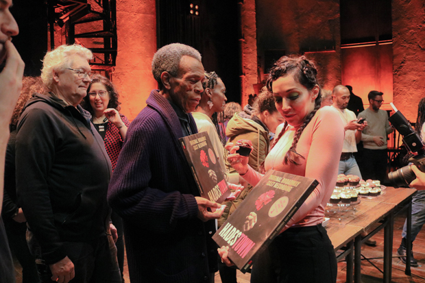 Tony winner André De Shields and Yvette Gonzalez-Nacer celebrate Hadestown&#39;s 250th performance on Broadway.