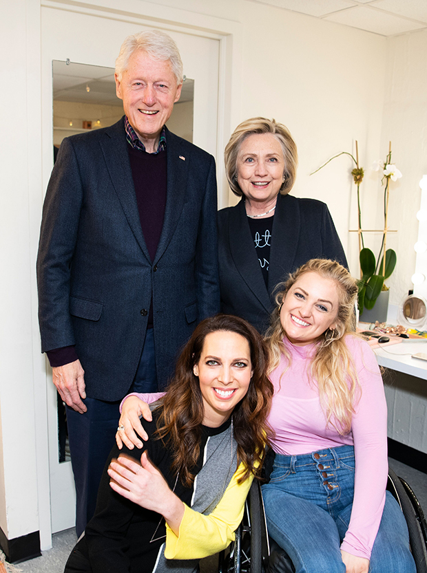 Bill and Hillary Clinton with Mallory Portnoy and Ali Stroker.