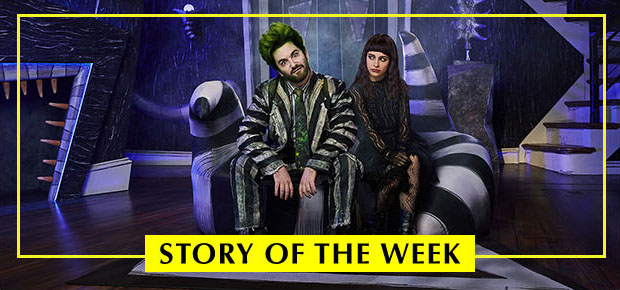 Alex Brightman and Sophia Anne Caruso star in Beetlejuice on Broadway.