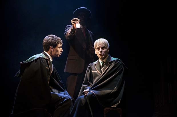 Jon Steiger as Scorpius Malfoy (right) in Harry Potter and the Cursed Child in San Francisco.