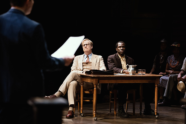 Jeff Daniels and Gbenga Akinnagbe appear in To Kill a Mockingbird on Broadway.