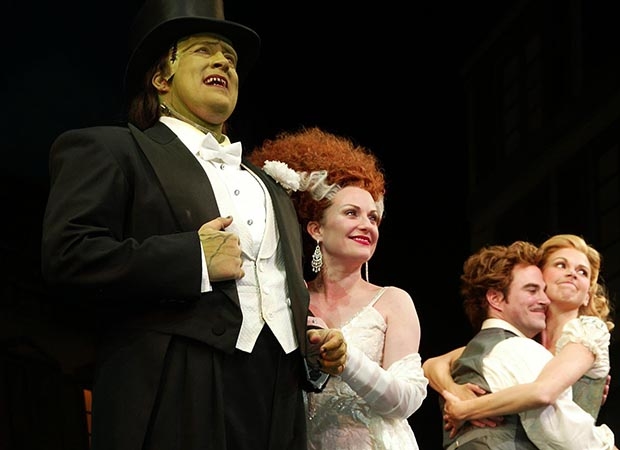Shuler Hensley, Megan Mullally, Roger Bart, and Sutton Foster in Young Frankenstein.
