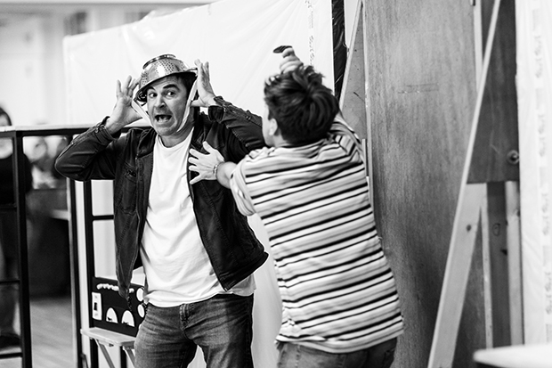 Roger Bart as Doc Brown in rehearsals for Back to the Future.