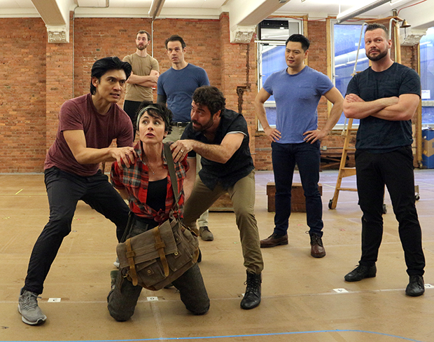 Beth Malone and the cast of The Unsinkable Molly Brown in rehearsal.