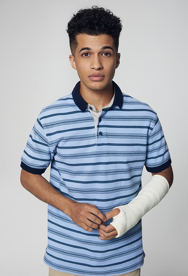 Jordan Fisher as Evan in a promotional image for Dear Evan Hansen.