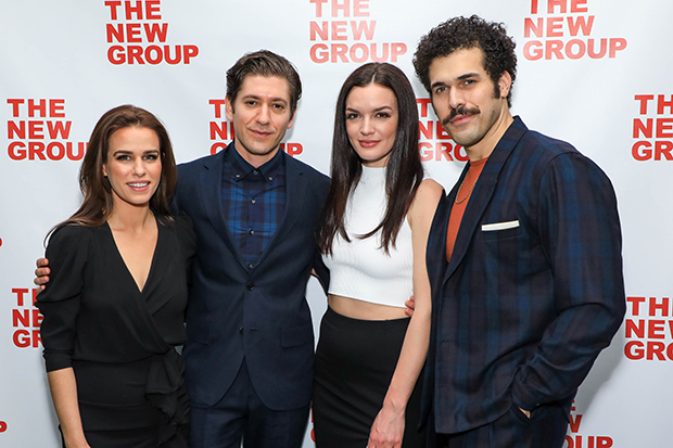 The company: Ana Nogueira, Michael Zegen, Jennifer Damiano, and Joél Pérez.