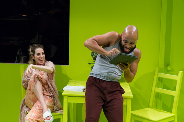 Molly Bernard and Ugo Chukwu in Sarah Einspanier&#39;s House Plant, directed by Jaki Bradley, at the Fourth Street Theatre.