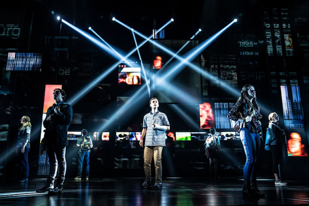 Stephen Christopher Anthony (center) with the North American touring company of Dear Evan Hansen.