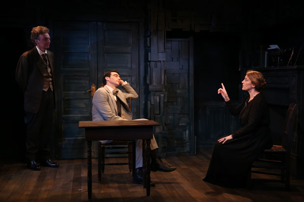 John Keating, James Russell, and Úna Clancy star in Lady G: Plays and Whisperings of Lady Gregory at Irish Repertory Theatre. 