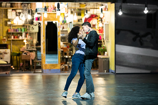 Shereen Pimentel plays Maria, and Isaac Powell plays Tony in the Broadway revival of West Side Story.