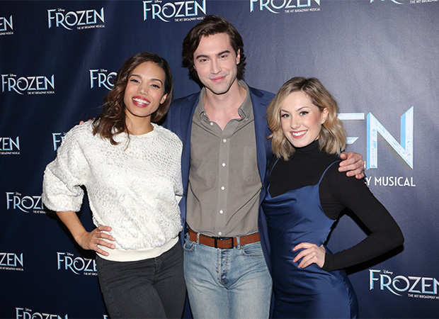 Ciara Renée, McKenzie Kurtz, and Ryan McCartan star in Frozen on Broadway.
